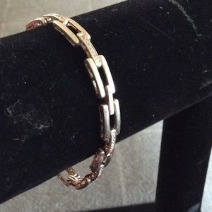 Silver and rhinestone link bracelet